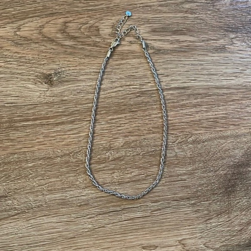 Silver Twisted Rope Necklace - Picture 2 of 5